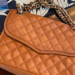 Quilted Tan Leather Chain Shoulder Bag Rebecca Minkoff